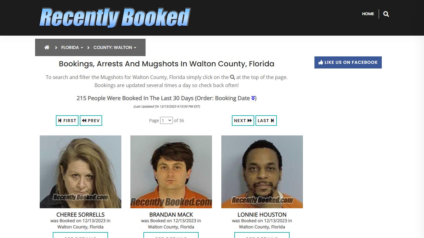 Recent bookings, Arrests, Mugshots in Walton County, Florida